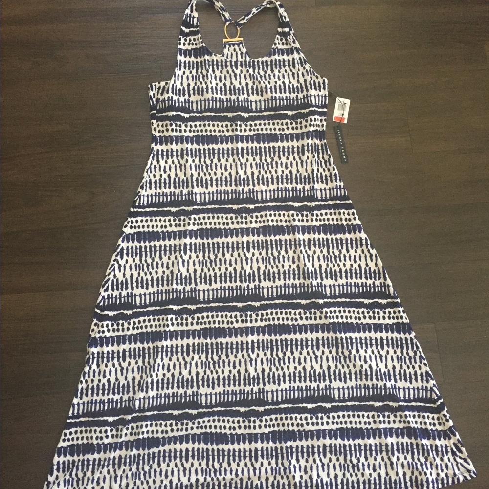 Ivanka Trump blue/ivory sun dress